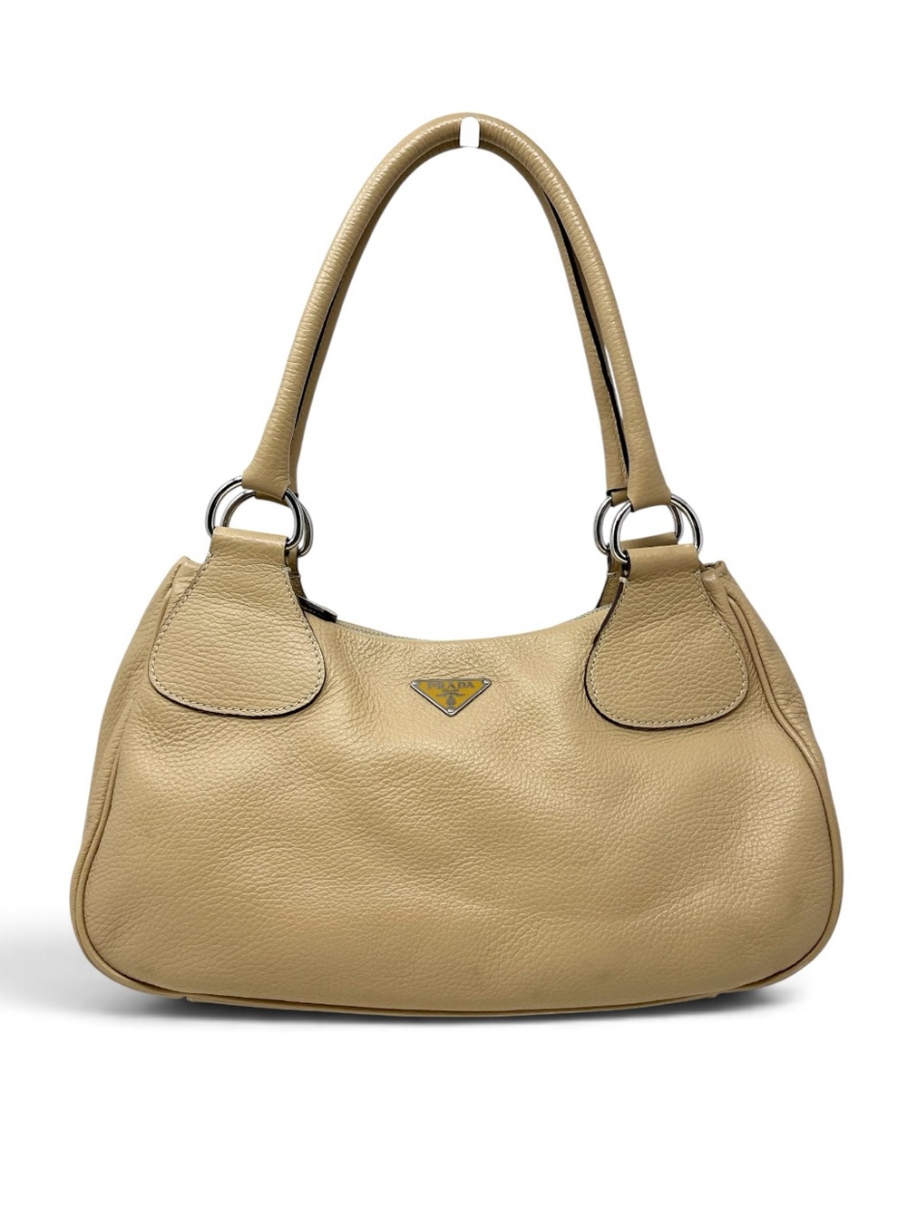 Authentic Vintage Vtg Prada Beige Leather Vitello Daino Shoulder Hobo Bag Purse